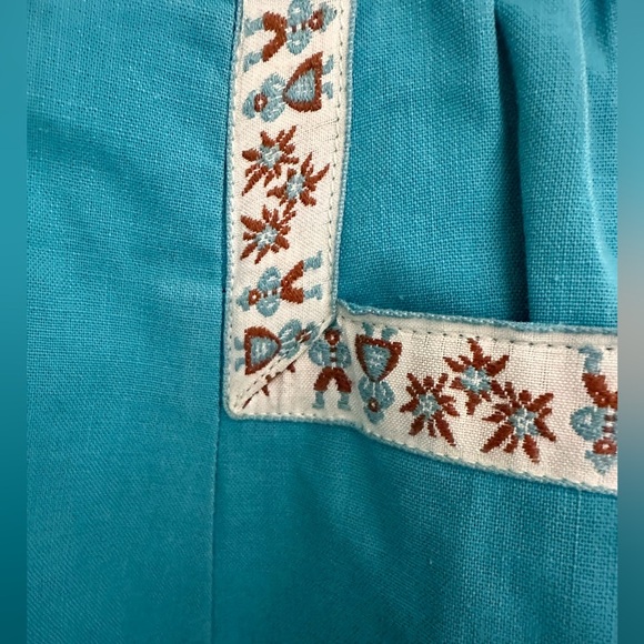 Original Vintage 1956 Sailing Blues Dress linen ribbon detail Sz 8 flawless RARE - Picture 2 of 10